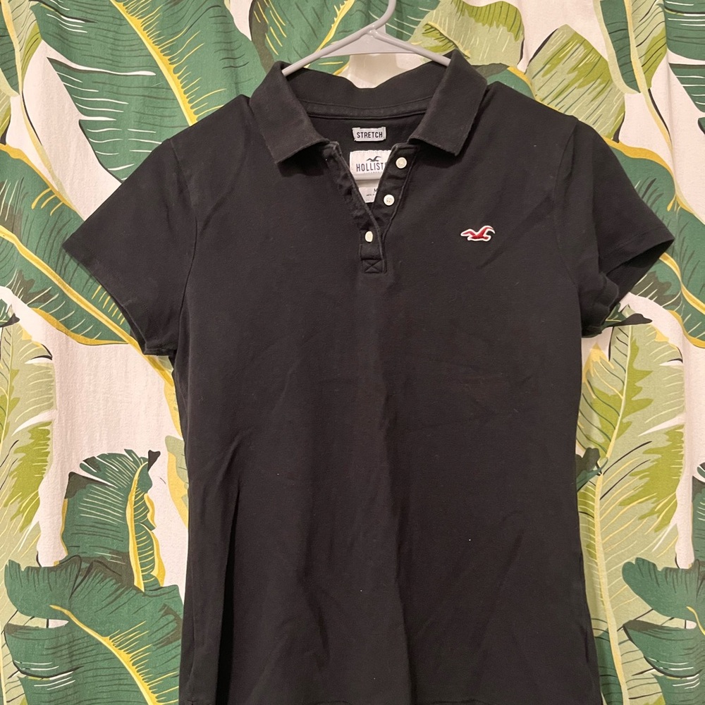 Hollister Black Fitted Polo Button Down Shirt